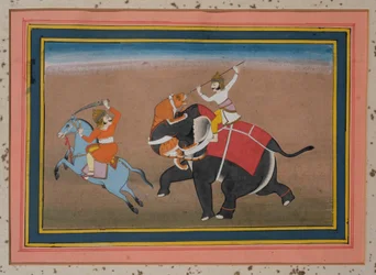 Tiger greift einen Elefanten an